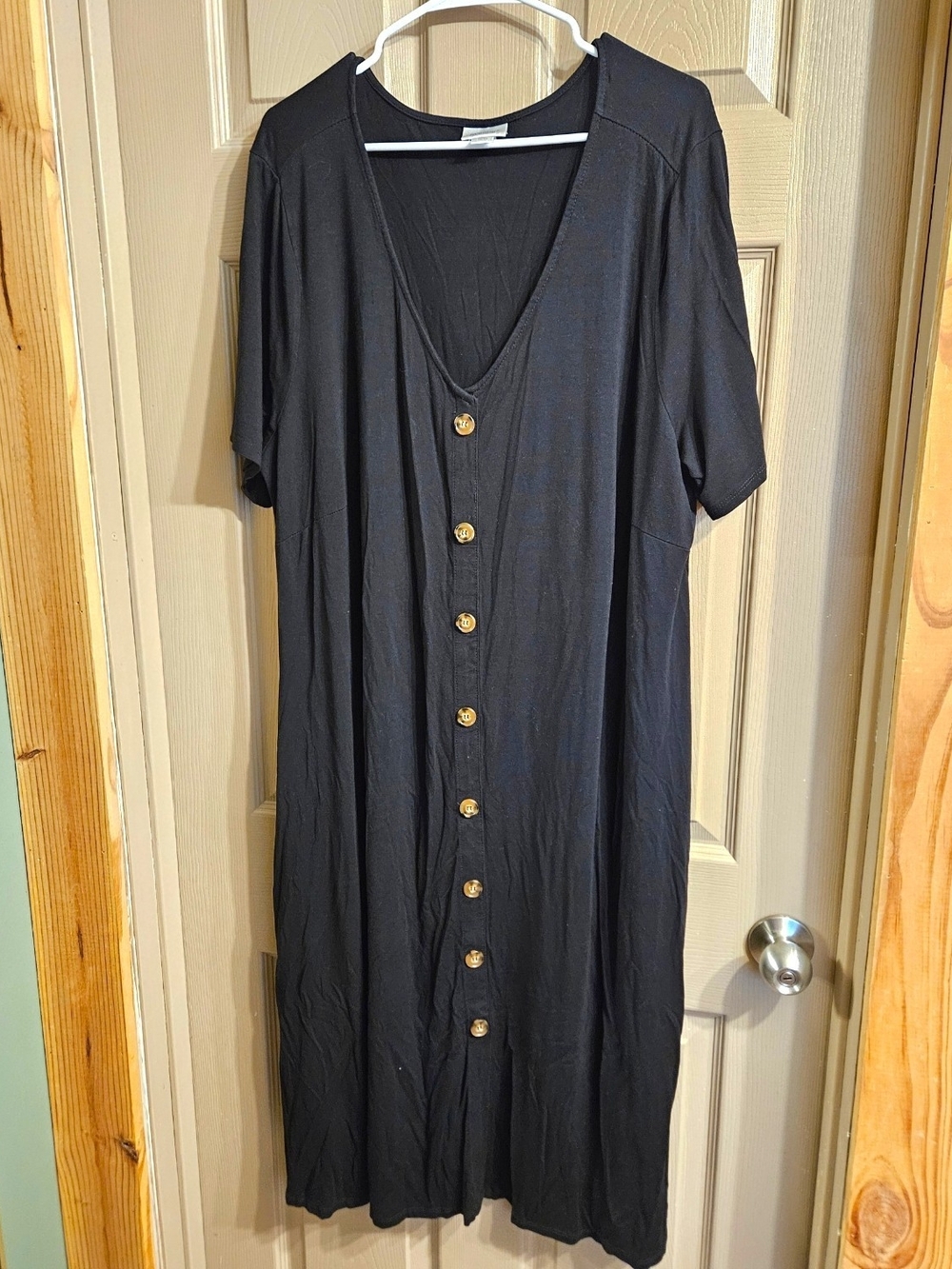 Avenue Black Midi Button-Front Dress